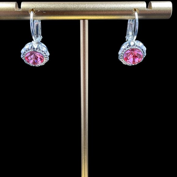 Swarovski Rose Crystal Drop Earrings Silver Coquette Romantic Christmas Gift - Picture 4 of 6